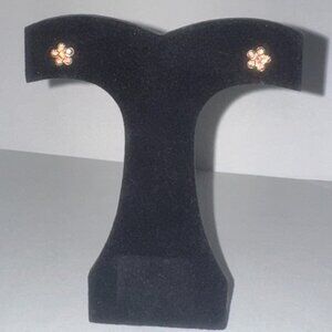 7mm Pink Flower Cz And Sterling Post Earrings